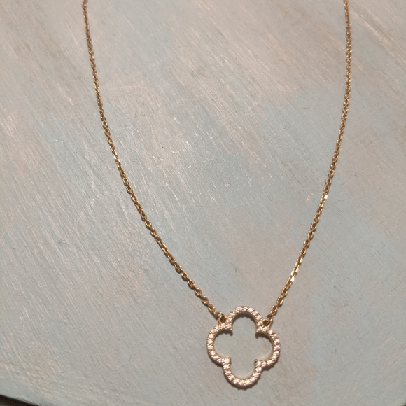 Clover and cubic zirconia necklace - Picture 2 of 4